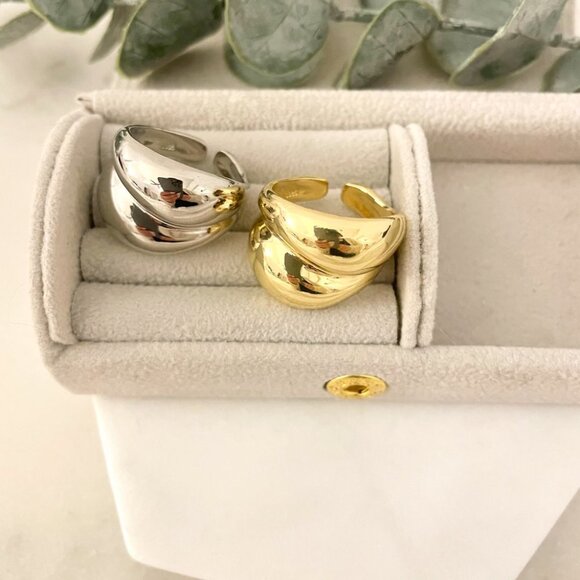 925 Sterling Silver Chunky Ring Thick Dome Ring Silver Statement Ring Bold Ring - Picture 4 of 8